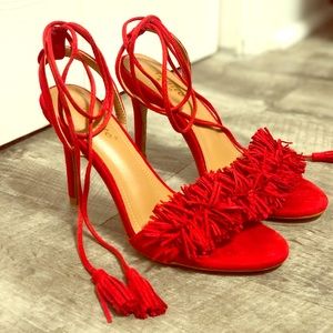 Size 6 Red Fringe Heels